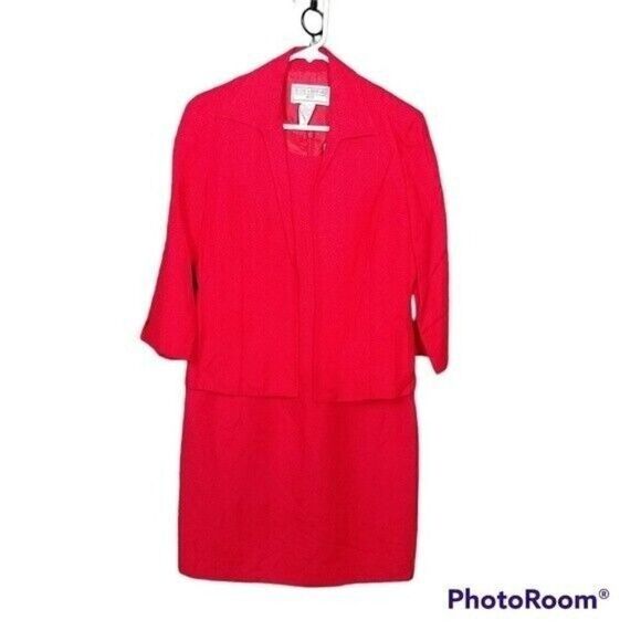 Jessica Howard 4P Red Linen Blend Dress Set Size 4P Dress & Jacket - Picture 1 of 16